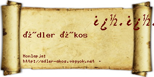 Ádler Ákos névjegykártya