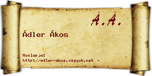 Ádler Ákos névjegykártya